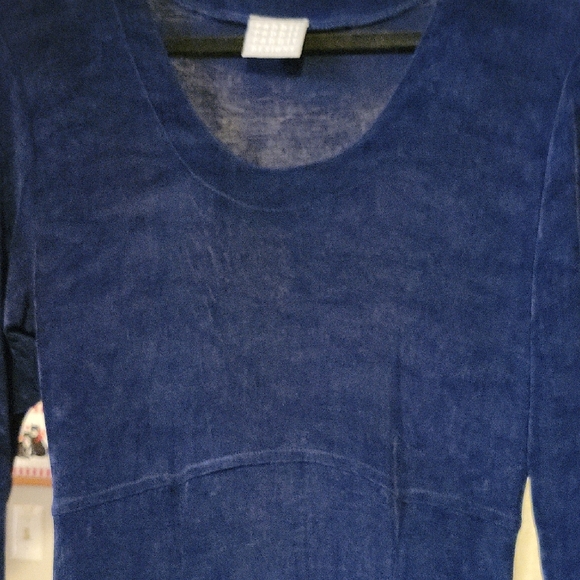 Vintage Medium Rabbit Rabbit Rabbit Classic Midnight Blue Long Sleeve Dress - Picture 3 of 6